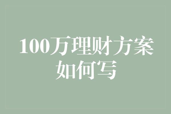 100万理财方案如何写