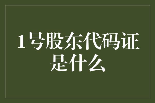 1号股东代码证是什么