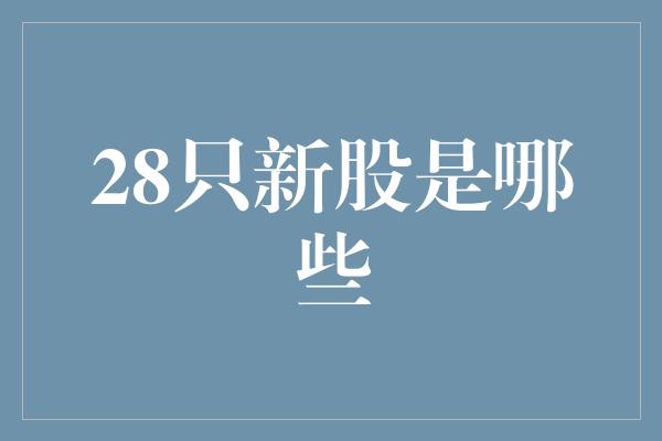 28只新股是哪些