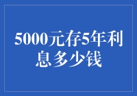 五年定期存款的5000元可获得的利息收入