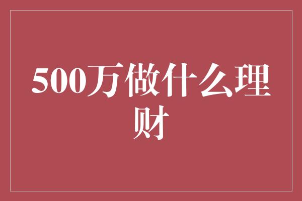 500万做什么理财