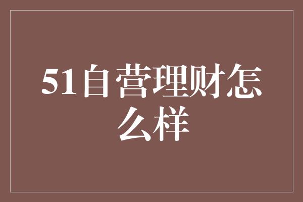 51自营理财怎么样