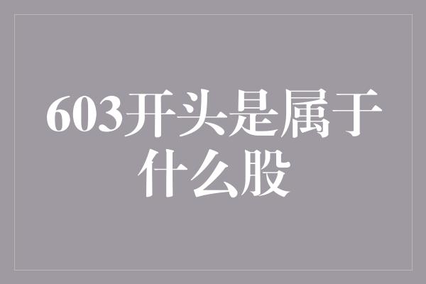 603开头是属于什么股