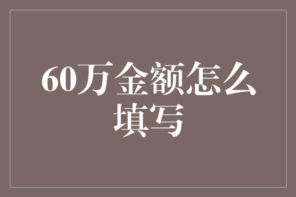 60万金额怎么填写