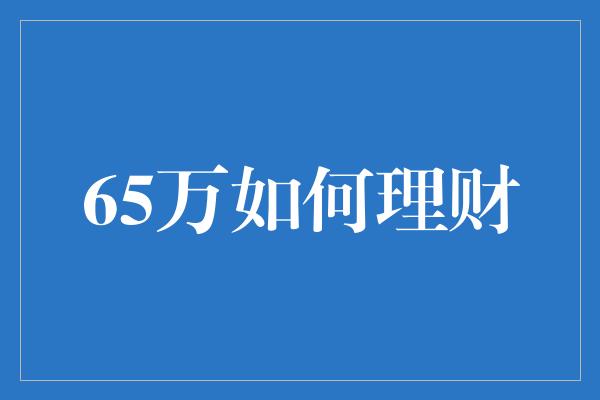 65万如何理财