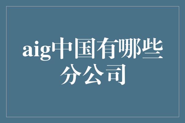 aig中国有哪些分公司