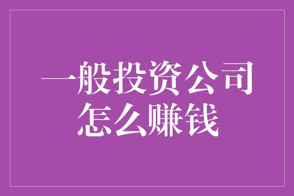 一般投资公司怎么赚钱