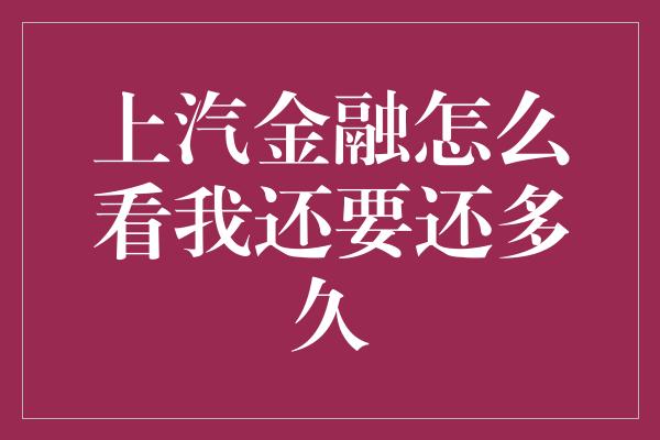 上汽金融怎么看我还要还多久