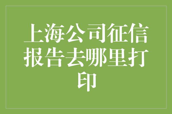 上海公司征信报告去哪里打印