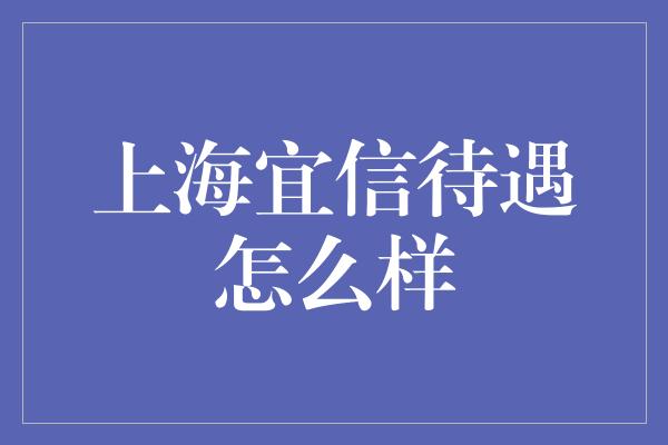 上海宜信待遇怎么样