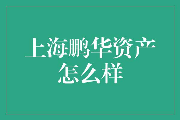 上海鹏华资产怎么样