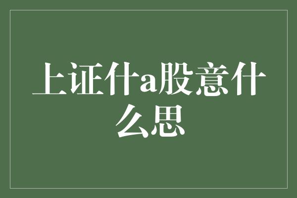 上证什a股意什么思