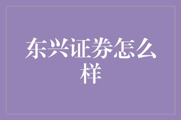 东兴证券怎么样