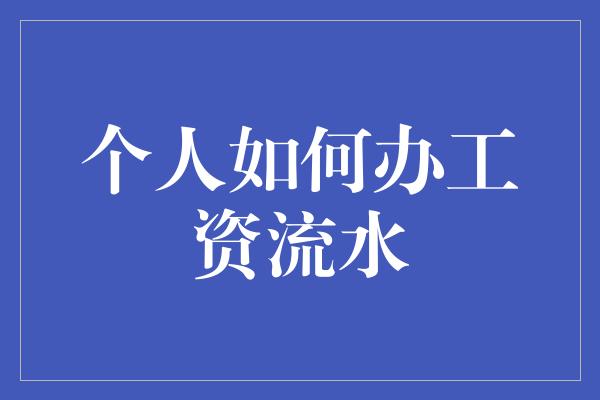 个人如何办工资流水