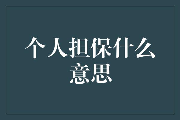 个人担保什么意思