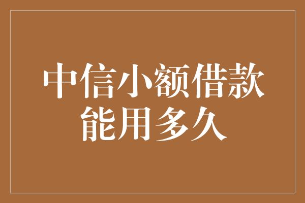 中信小额借款能用多久