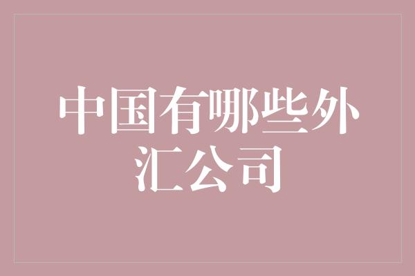 中国有哪些外汇公司