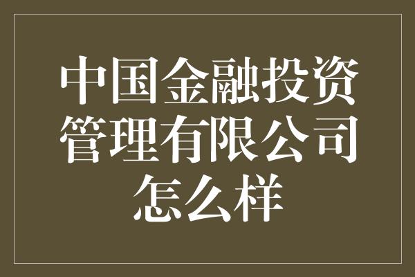 中国金融投资管理有限公司怎么样