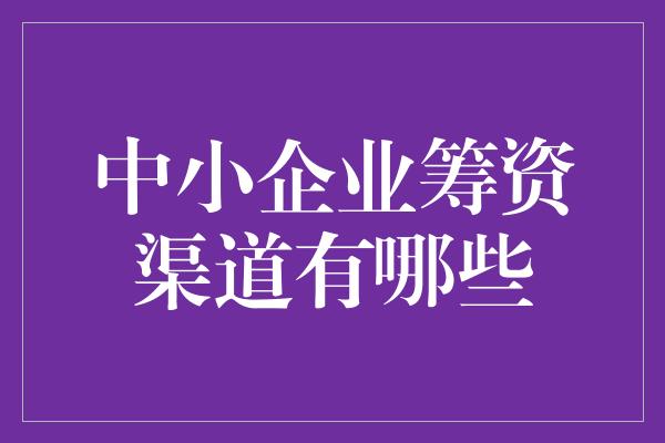 中小企业筹资渠道有哪些