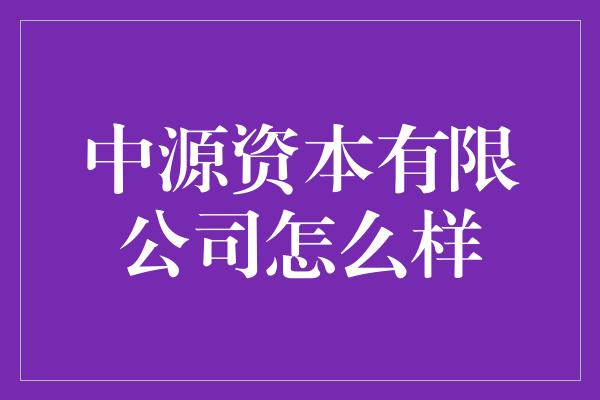 中源资本有限公司怎么样