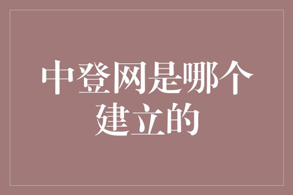 中登网是哪个建立的