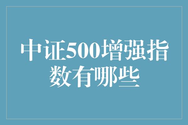 中证500增强指数有哪些