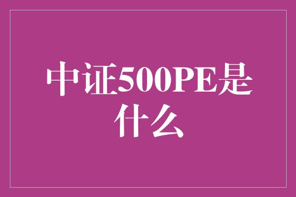 中证500PE是什么