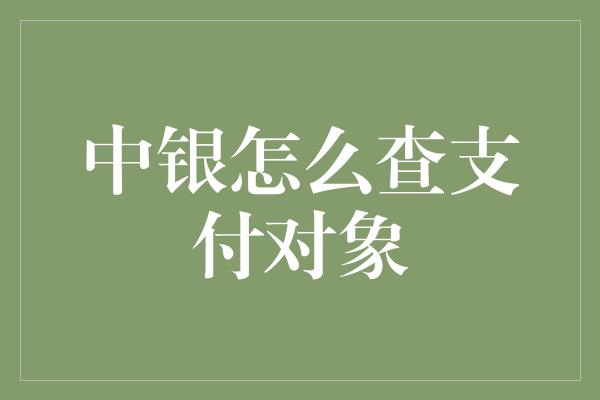 中银怎么查支付对象