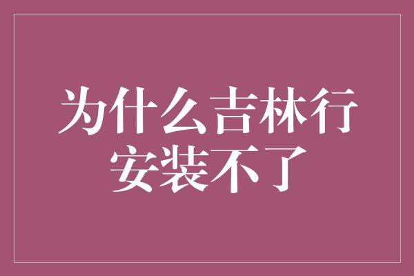 为什么吉林行安装不了