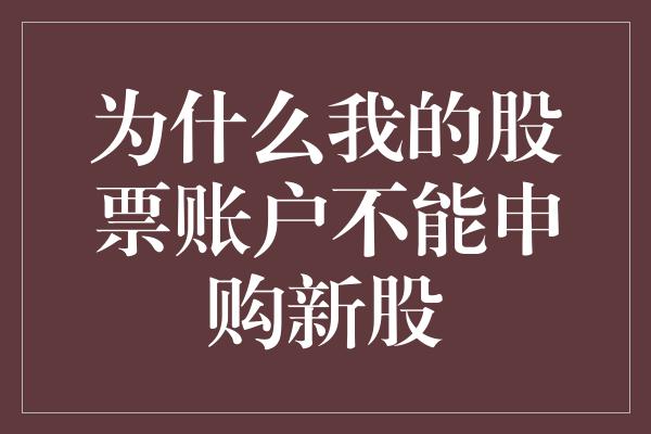 为什么我的股票账户不能申购新股