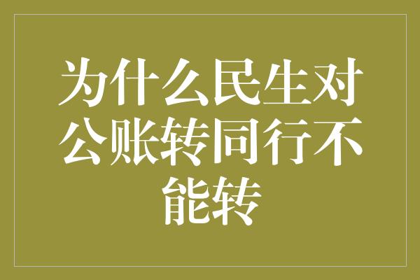 为什么民生对公账转同行不能转