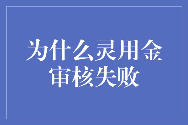 为什么灵用金审核失败