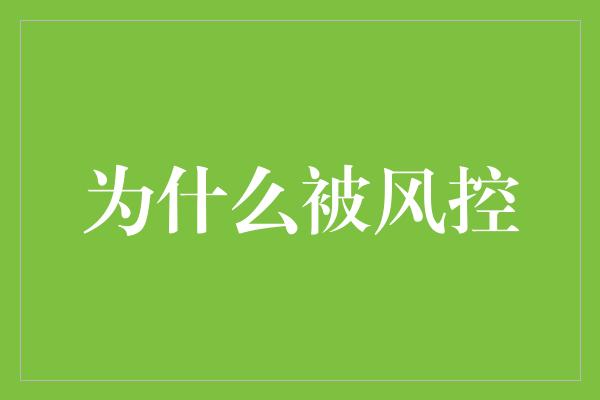 为什么被风控