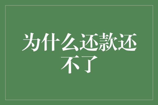 为什么还款还不了