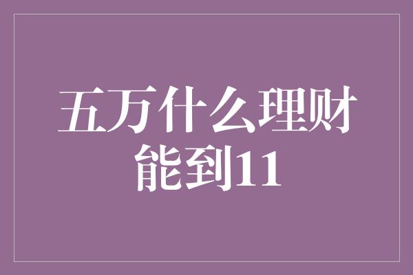 五万什么理财能到11