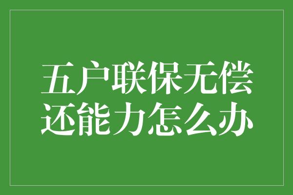 五户联保无偿还能力怎么办