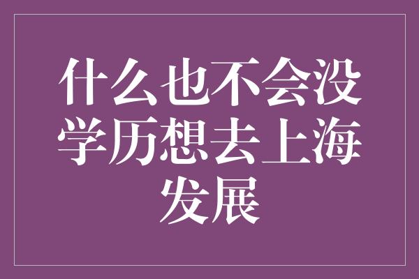 什么也不会没学历想去上海发展