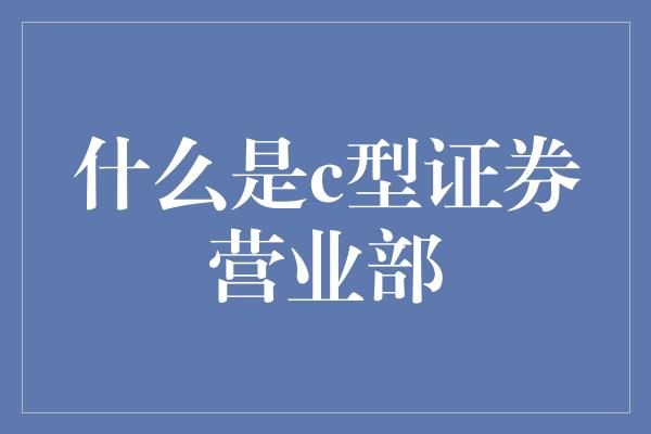 什么是c型证券营业部