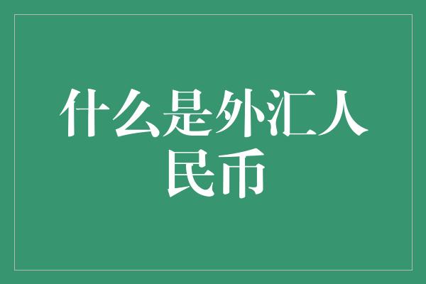 什么是外汇人民币