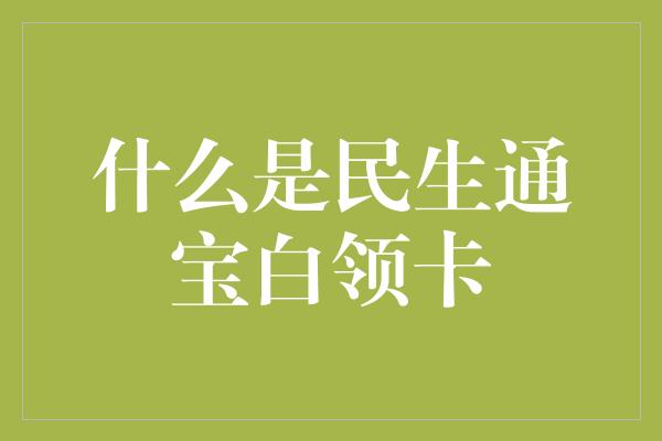 什么是民生通宝白领卡