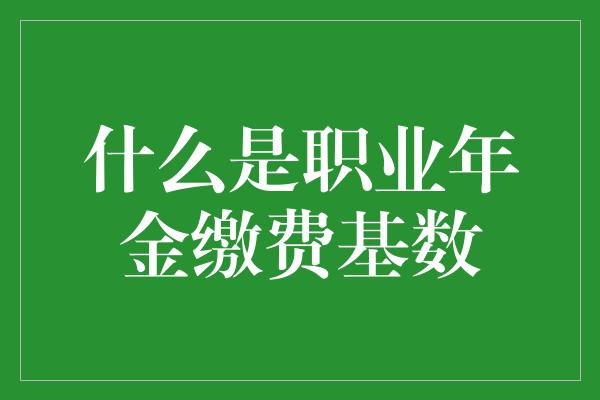 什么是职业年金缴费基数