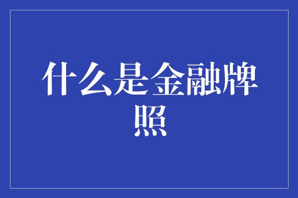 什么是金融牌照