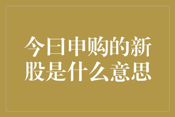 今曰申购的新股是什么意思