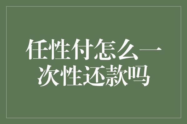 任性付怎么一次性还款吗