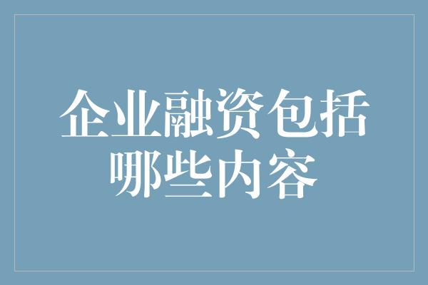 企业融资包括哪些内容