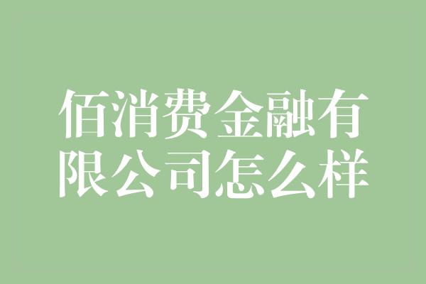 佰消费金融有限公司怎么样