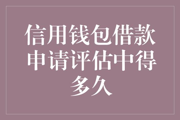 信用钱包借款申请评估中得多久