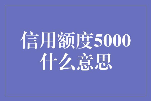 信用额度5000什么意思