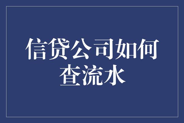 信贷公司如何查流水