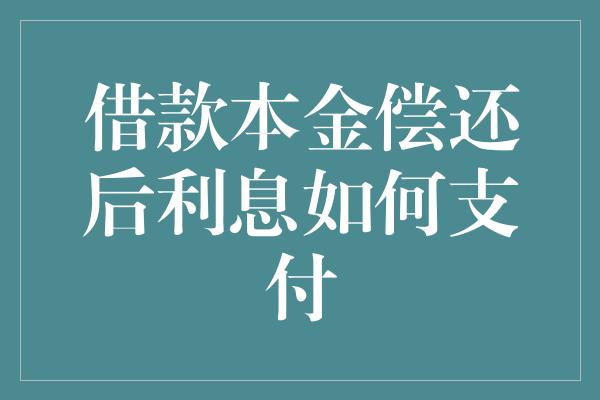 借款本金偿还后利息如何支付